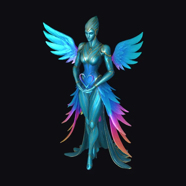 Iridescent Winged Human Figure