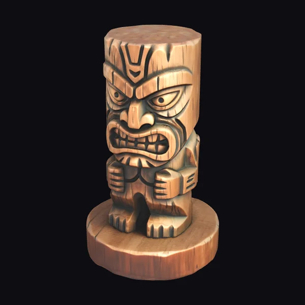 Wooden Monster Tiki Statue