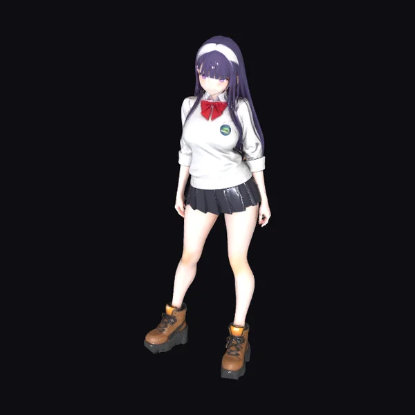 Anime Schoolgirl in Boots