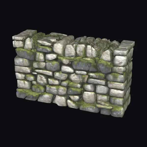 Mossy Stone Wall Section