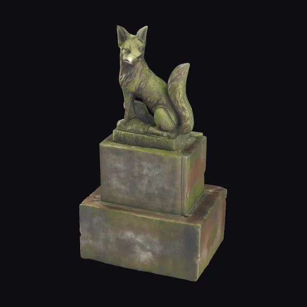 Mossy Fox Statue