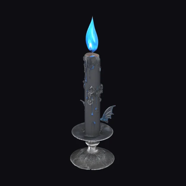 Black Candle with Blue Flame