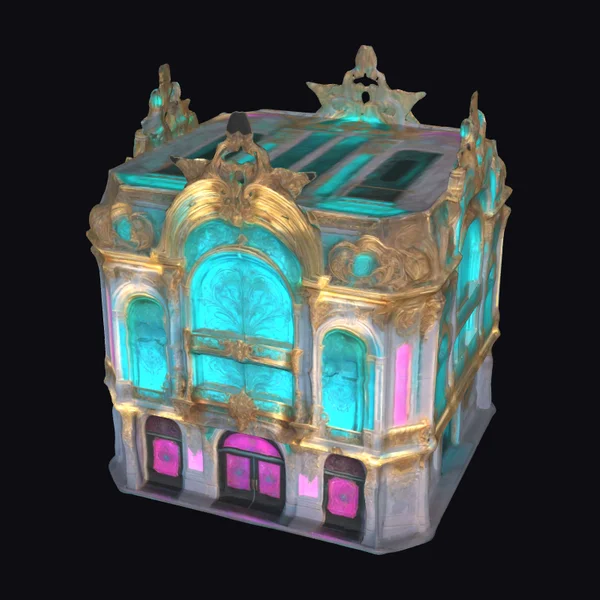 Rococo Cyberpunk Building Facade