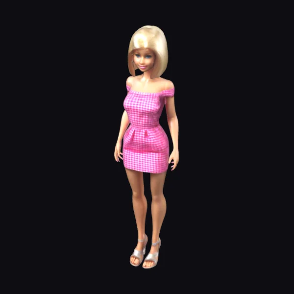 Blonde Doll in Pink Dress