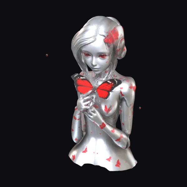 Silver Android with Butterfly