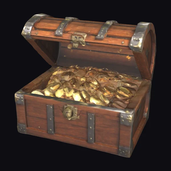 Wooden Treasure Chest Open