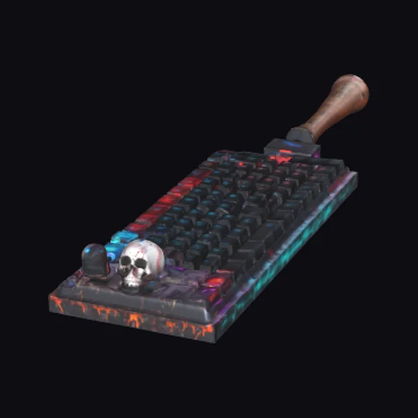 Damaged Keyboard with Skull