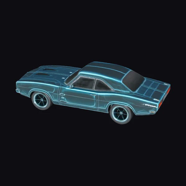 Neon Blue Muscle Car