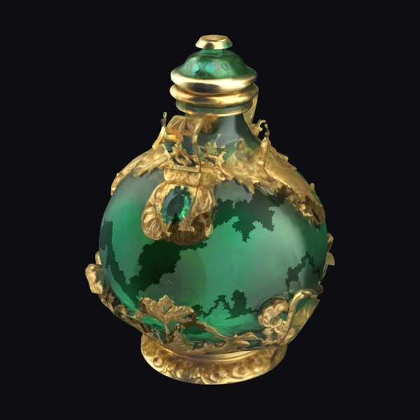 Ornate Green Perfume Bottle