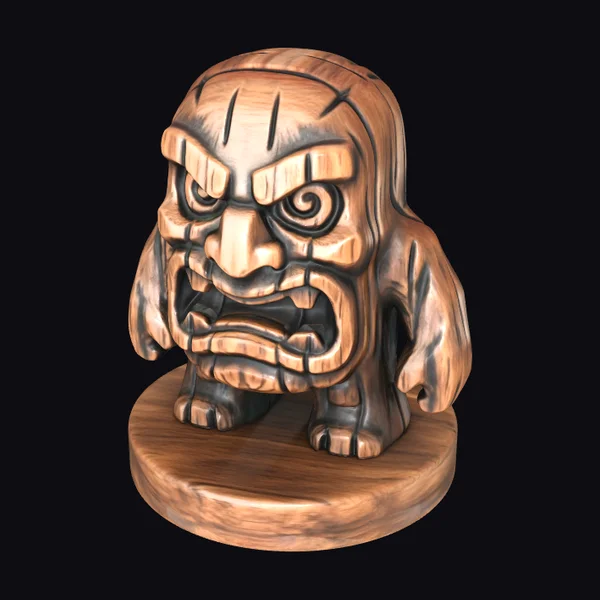 Wooden Carved Monster Figurine