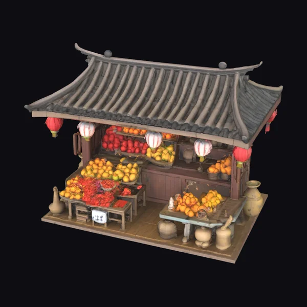 Ancient Chinese Fruit Stand