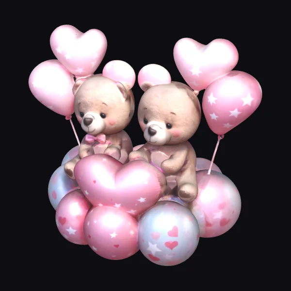 Cute Teddy Bear Duo
