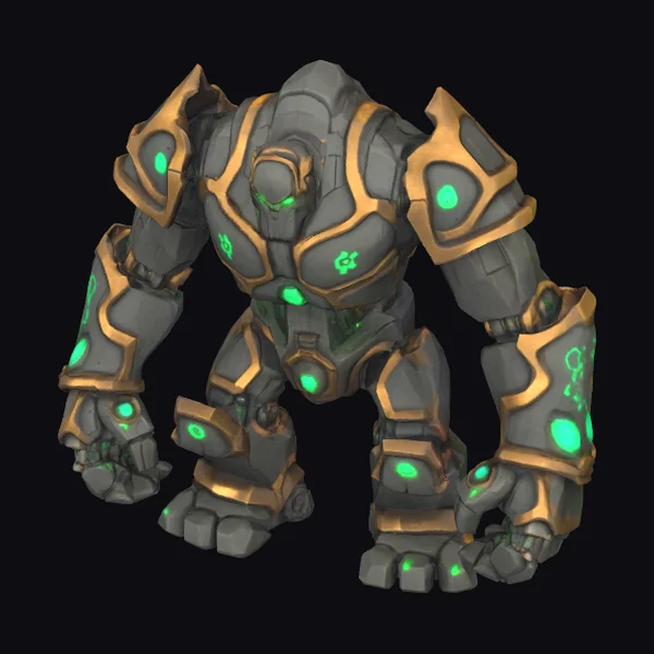 Glowing Emerald Robot Guardian