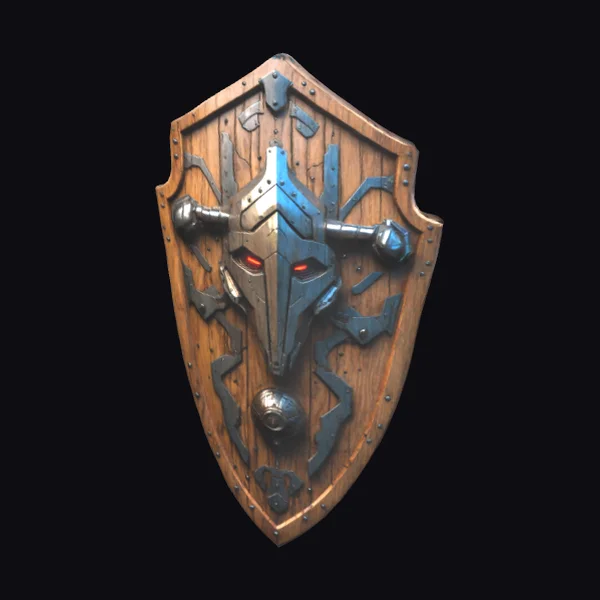 Wooden Shield with Metal Emblem