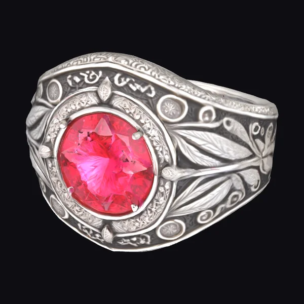 Ornate Ruby Silver Ring