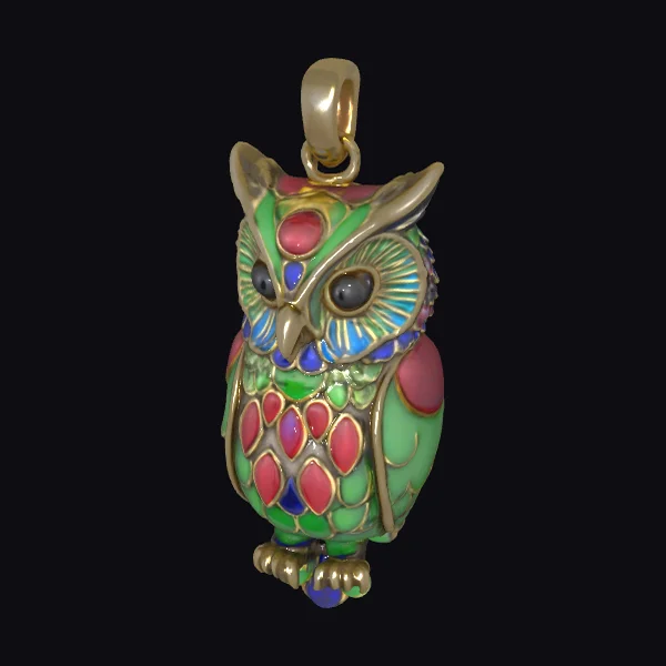 Enamel Owl Pendant