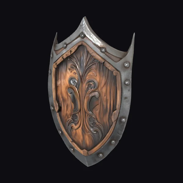 Wooden Shield with Metal Rim