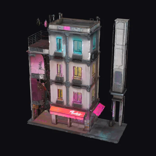 Cyberpunk Building Facade