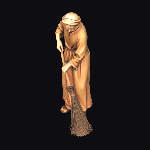 Ancient Man with Broom
