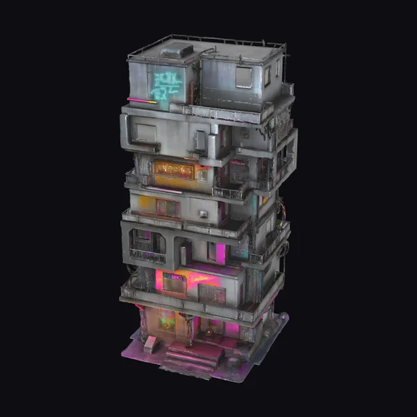 Cyberpunk Asymmetric Building
