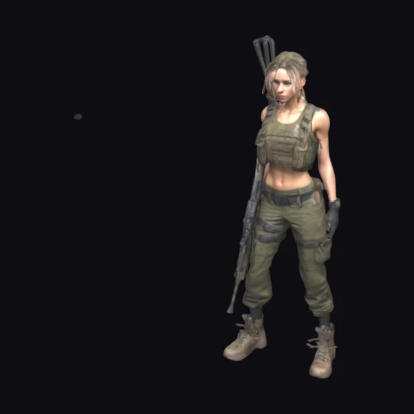 Female Soldier with Rifle