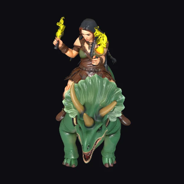 Woman on Triceratops Torch