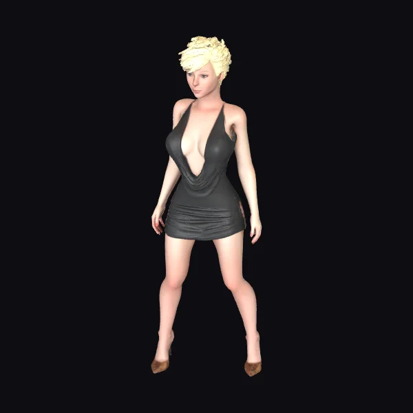 Blonde Woman Black Dress