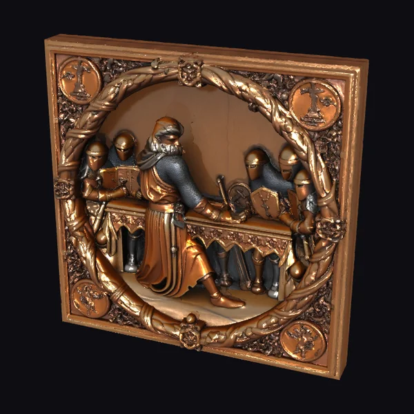 Medieval Scribe Scene Panel