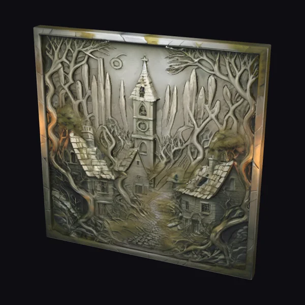 Gothic Village Scene Panel