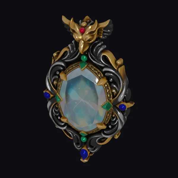 Ornate Opal Dragon Brooch