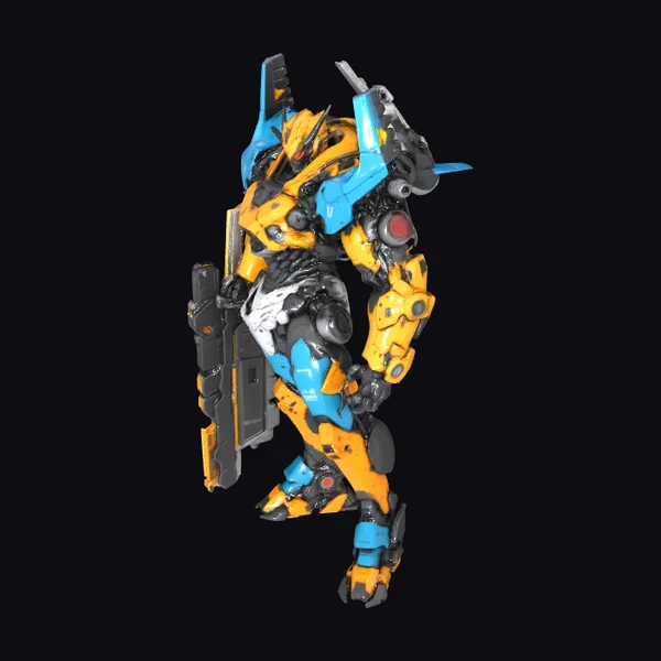 Yellow Blue Robot Warrior
