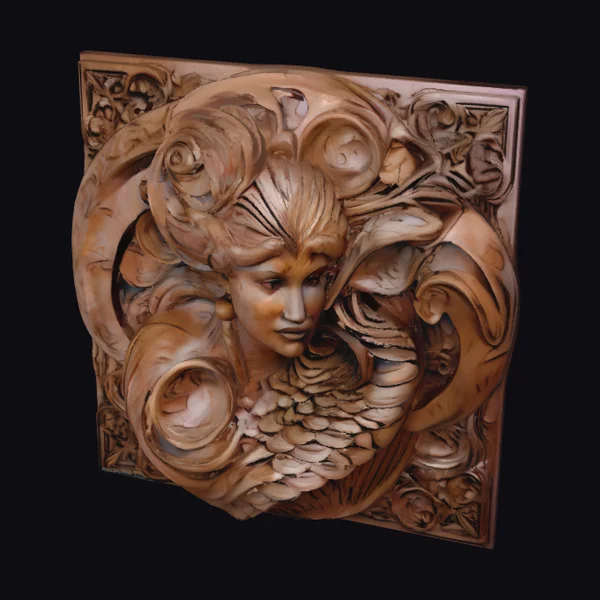 Carved Mermaid Relief Panel