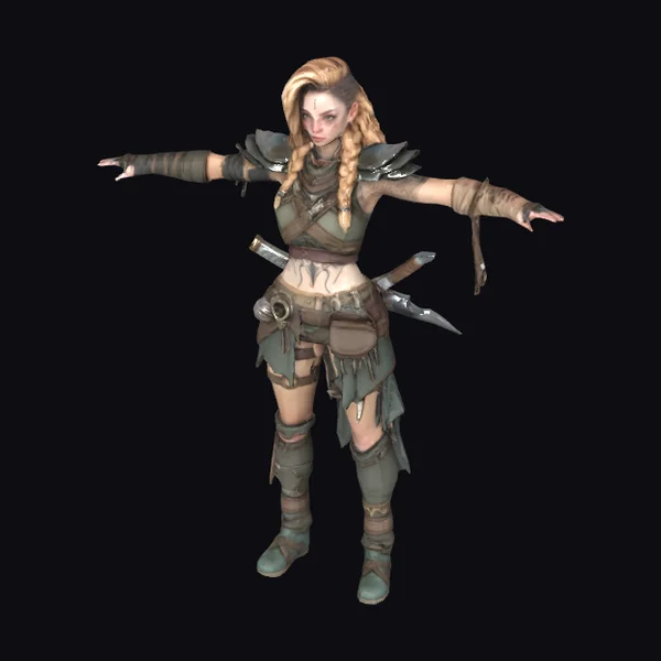 Warrior Woman with Swords