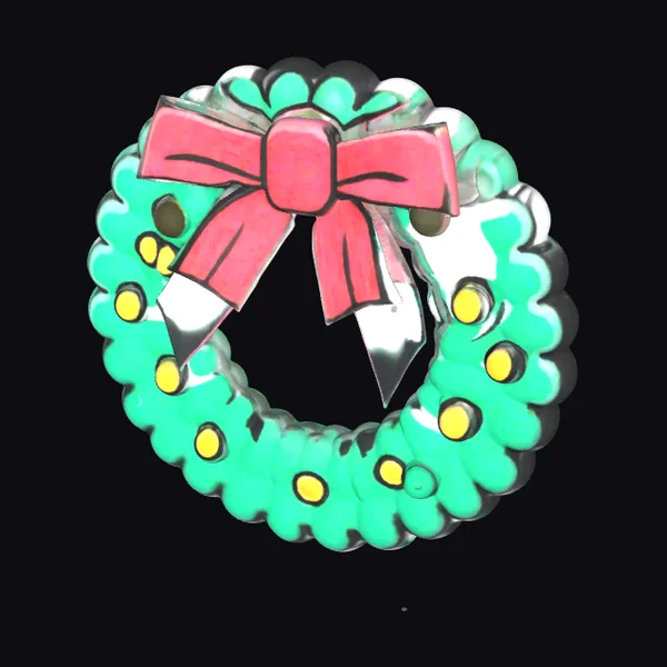 Green Holiday Wreath Illustration