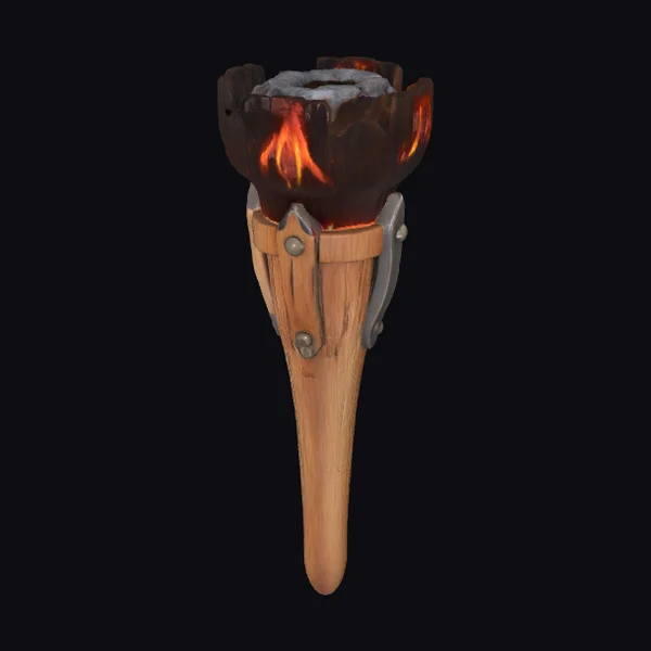 Wooden Torch with Metal Bands