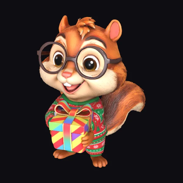 Cartoon Christmas Chipmunk