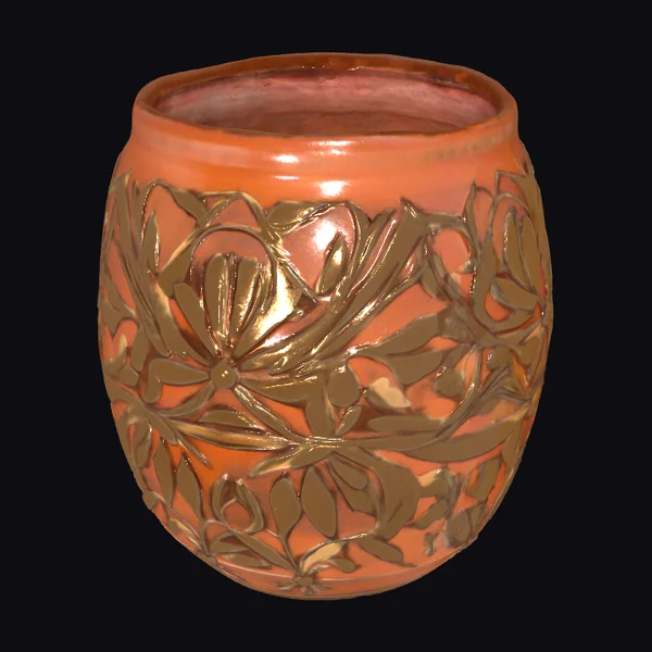 Ornate Orange Floral Vase