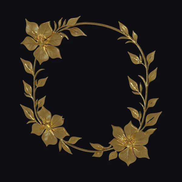 Golden Floral Wreath Frame