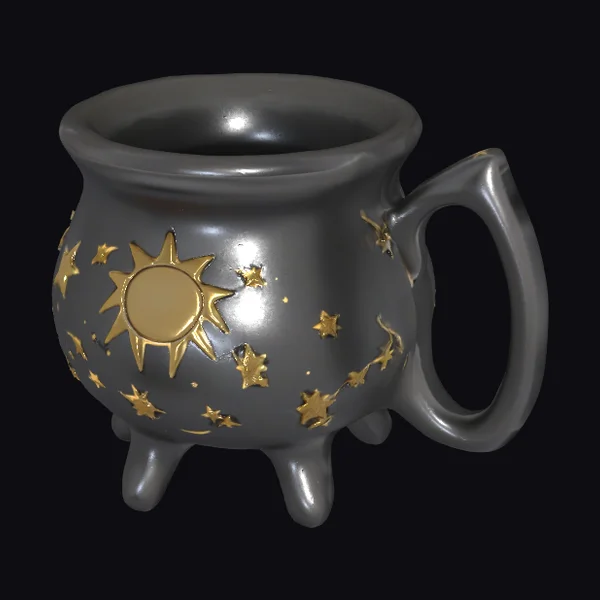 Black Ceramic Cauldron Mug