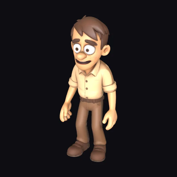 Worried Cartoon Young Man