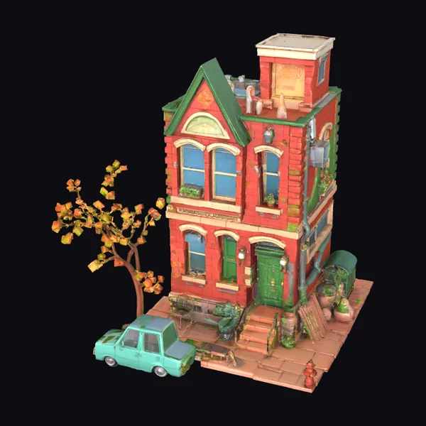 Autumn Street Residential Scene