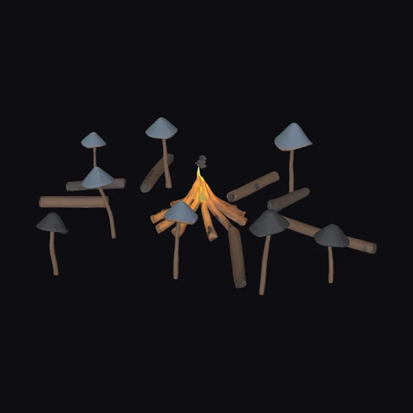 Glowing Forest Campfire Scene