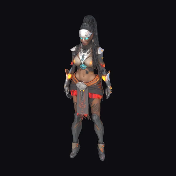 Tribal Cyborg Warrior Woman