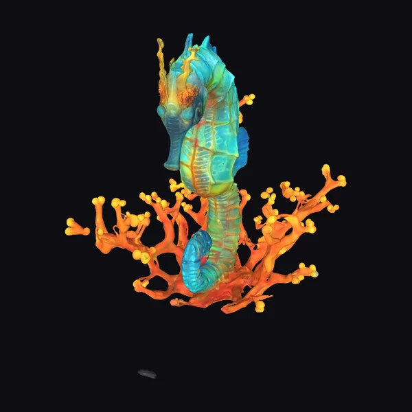 Bioluminescent Seahorse Coral Reef