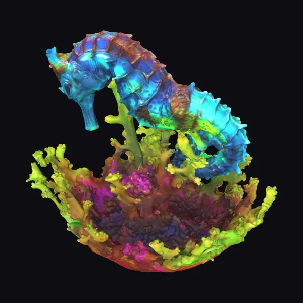 Bioluminescent Seahorse Coral Reef