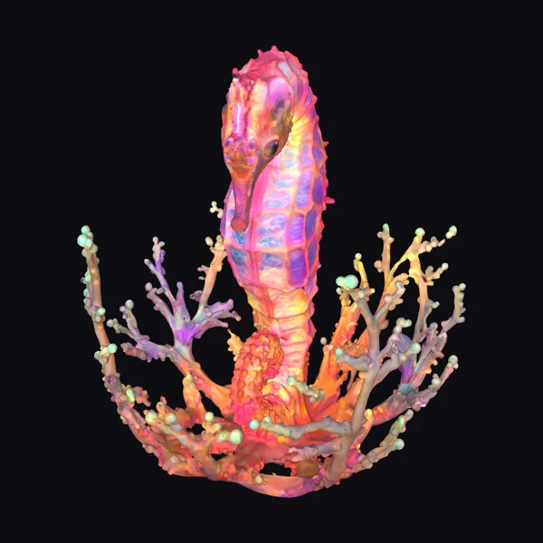 Bioluminescent Seahorse Coral Reef