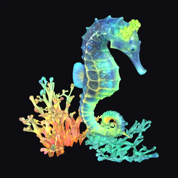 Bioluminescent Seahorse Coral Reef