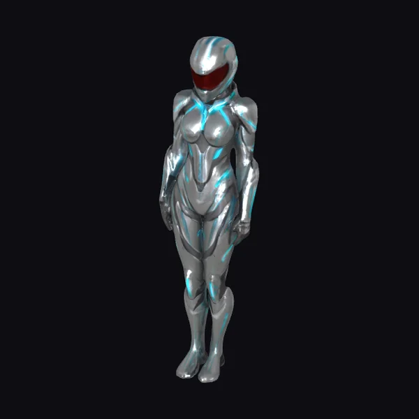 Silver Cyan Combat Suit