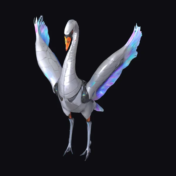 Cyberpunk Metallic Swan