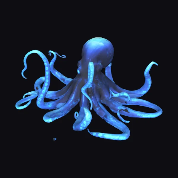 Glowing Blue Cyber Octopus